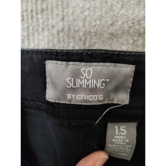 Chicos So Slimming Jeans Womens 1.5 US 10 Short Black Straight Leg Stretch - Picture 5 of 7